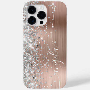 Silber- und Roségold-glitzerndes Glam-Signatur Case-Mate iPhone 14 Pro Max Hülle