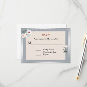 Silber- und Rost-Blumen-Hochzeits-RSVP RSVP Karte