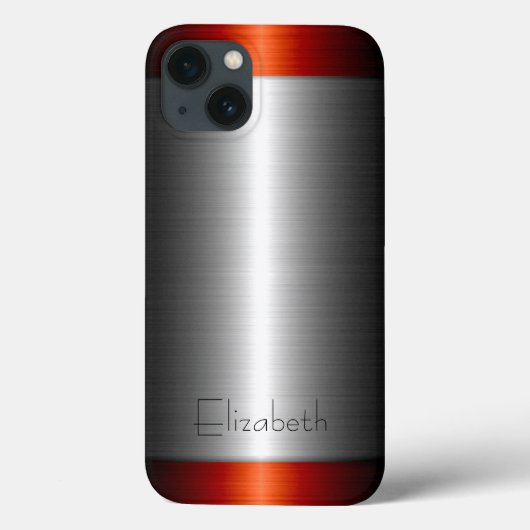 Silber und Rot Edelstahlmetall Case-Mate iPhone Hülle (Rückseite)