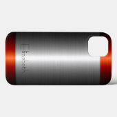 Silber und Rot Edelstahlmetall Case-Mate iPhone Hülle (Rückseite (Horizontal))