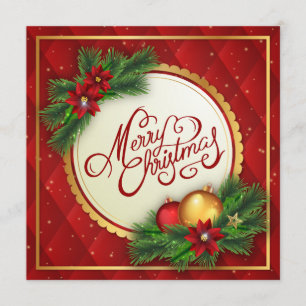 Silber und Rot Frohe Weihnachten Einladung