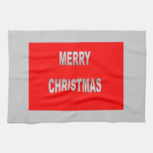 Silber und Rot frohe Weihnachten Geschirrtuch (Horizontal)
