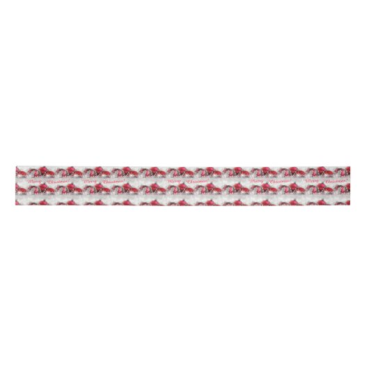 Silber und Rot frohe Weihnachten Satin Ribbon Satinband (Vorderseite)