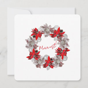 Silber und Rot Minimalistische Poinsettia Urlaubsk Feiertagskarte