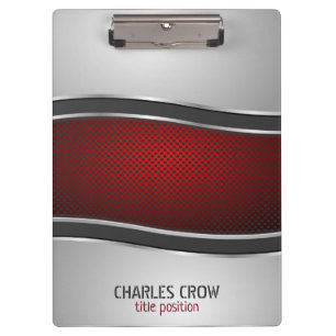 Silber und Rot mit Punkten Klemmbrett