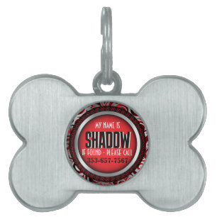 Silber und Rot Pet ID Tag personalisieren Tiermarke