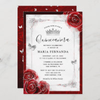 Silber und Rote Rose Elegant Quinceanera