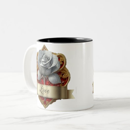 Silber und Rote Rose Zweifarbige Tasse (Vorderseite Links)