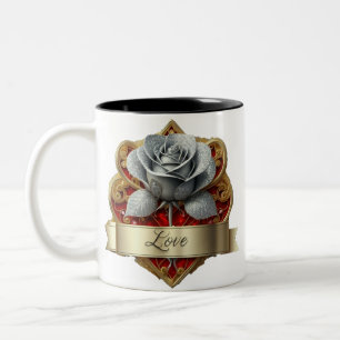 Silber und Rote Rose Zweifarbige Tasse