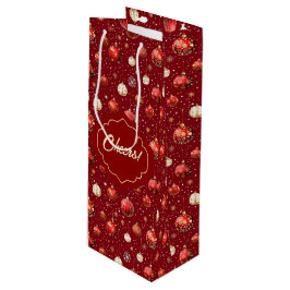 Silber und Rote Weihnachtsbälle Geschenktüte Für Weinflaschen
