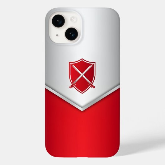 Silber und Roter Schild mit überkreuzten Schwerter Case-Mate iPhone Hülle (Rückseite)
