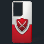 Silber und Roter Schild mit überkreuzten Schwerter Samsung Galaxy Hülle<br><div class="desc">: Eine auffallende Digitalgrafik mit einem Schild mit zwei gekreuzten Schwertern in der Mitte. Der Hintergrund ist in Silber und Rot unterteilt,  perfekt in die Form des Schildes,  um seine Form zu verdeutlichen. Dieses hochauflösende Design ist perfekt für mittelalterliche,  kriegerische und fantasievolle Kunstliebhaber.</div>