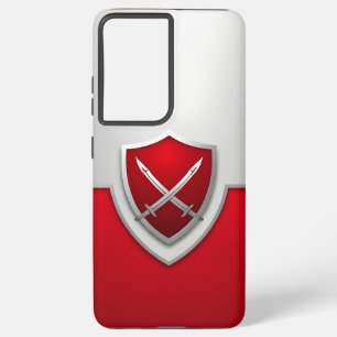 Silber und Roter Schild mit überkreuzten Schwerter Samsung Galaxy Hülle