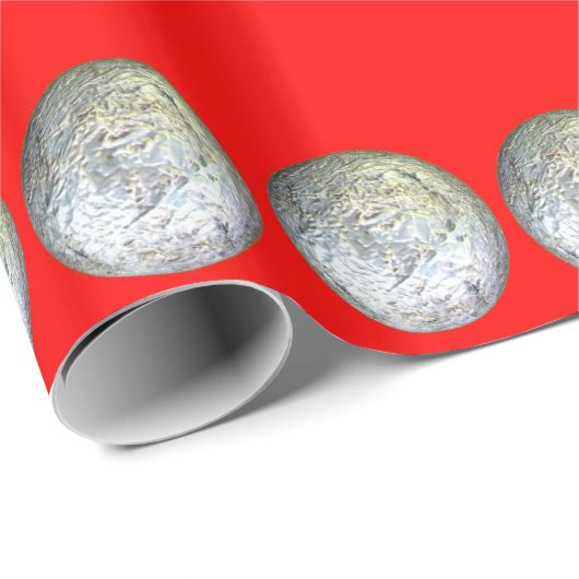 Silber- und Rothalbwrappingpapier Geschenkpapier (Rolleneckpunkt)