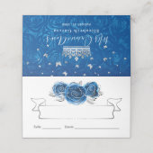 Silber und Royal Blue Rose Eleganter geklappter Ti Platzkarte (Außenseite Aufgefaltet)
