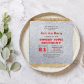 Silber und Ruby Red Funkelnd Sweet 16 Einladung