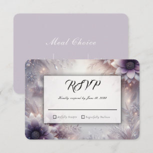 Silber und sanfte Amethyst-Winterblüten-Hochzeit RSVP Karte