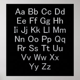 Silber- und Schwarz-Alphabet-Diagramm Poster