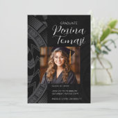 Silber und Schwarz Einladung (Stehend Vorderseite)