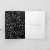 Silber und Schwarz Elegante Blumenhochzeit Dankeskarte (Innenseite)