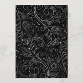 Silber und Schwarz Elegante Blumenhochzeit Menükarte (Rückseite)