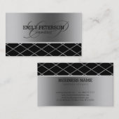 Silber- und Schwarz-Geometrie Visitenkarte (Vorne/Hinten)