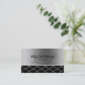 Silber- und Schwarz-Geometrie Visitenkarte (Stehend Vorderseite)