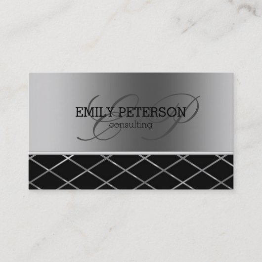 Silber- und Schwarz-Geometrie Visitenkarte (Vorderseite)