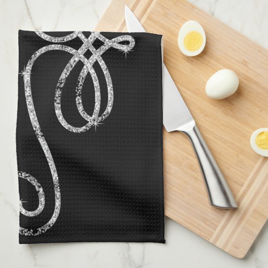 Silber und Schwarz Geschirrtuch (Viertel Falte)