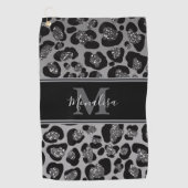 silber und schwarz glittery monogrampersonalisiert golfhandtuch (Vorderseite)