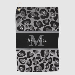 silber und schwarz glittery monogrampersonalisiert golfhandtuch