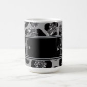 silber und schwarz glittery monogrampersonalisiert kaffeetasse (Mittel)