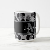 silber und schwarz glittery monogrampersonalisiert kaffeetasse (VorderseiteRechts)