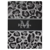 silber und schwarz glittery monogrampersonalisiert klemmbrett (Rückseite)