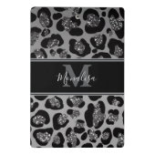 silber und schwarz glittery monogrampersonalisiert mini klemmbrett (Rückseite)