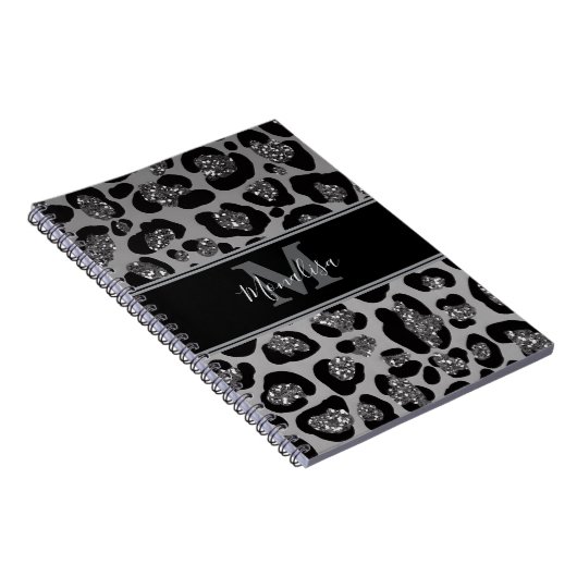 silber und schwarz glittery monogrampersonalisiert notizblock (Rechte Seite)