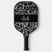silber und schwarz glittery monogrampersonalisiert pickleball schläger (Vorderseite)