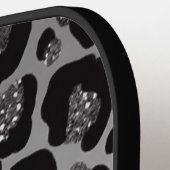 silber und schwarz glittery monogrampersonalisiert pickleball schläger (Linke Seite)