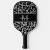silber und schwarz glittery monogrampersonalisiert pickleball schläger (Rückseite)