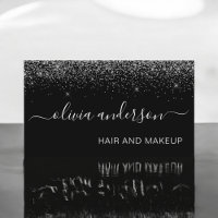Silber und Schwarz-Glitzer-Friseur Makeup Salon