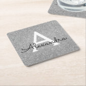 Silber- und Schwarz-Glitzer und Sparklopfmonogramm Rechteckiger Pappuntersetzer (angewinkelt)