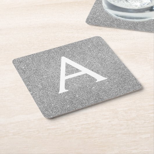 Silber- und Schwarz-Glitzer und Sparklopfmonogramm Rechteckiger Pappuntersetzer (angewinkelt)