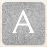 Silber- und Schwarz-Glitzer und Sparklopfmonogramm Rechteckiger Pappuntersetzer<br><div class="desc">Silver Imitats Glitzer und sparkle Elegant Twinkling Lights Monogram Geburtstagsparty Untersetzer. Diese Geburtstagsparty-Untersetzer können auf Ihren Vor- und Erstnamen angepasst werden.</div>