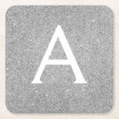 Silber- und Schwarz-Glitzer und Sparklopfmonogramm Rechteckiger Pappuntersetzer (Vorderseite)