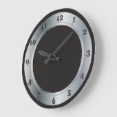 Silber und Schwarz Große Wanduhr (Winkel)