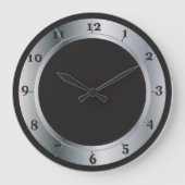 Silber und Schwarz Große Wanduhr (Vorderseite)
