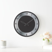 Silber und Schwarz Große Wanduhr (Zuhause)