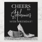 Silber und Schwarz High Heel Schuhe nach Maß Weinetikett (Einzelnes Label)