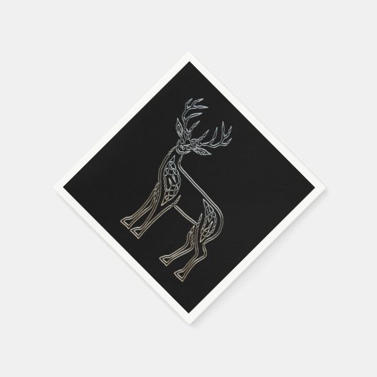 Silber und Schwarz Hirsche keltische Art Knoten Serviette (Ecke)