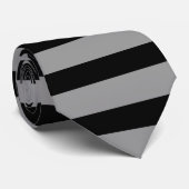 Silber und Schwarz-horizontaler Streifen Krawatte (Gerollt)
